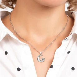 Collier Femme So Charm - BD3300-ARGENT-DIAMANT-NOIR - Collier Mode Argenté