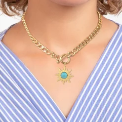 Collier Femme So Charm - B3180-DORE+B3383-DORE-TURQUOISE Doré