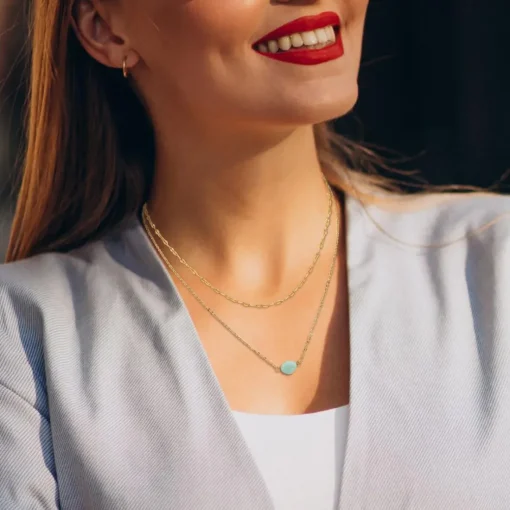 Collier Femme So Charm - B4277-DORE-AMAZONITE - Collier Mode Doré
