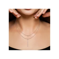 Collier Femme So Charm - B2274-ARGENT+B2382-ARGENT-10004-WHITE - Collier Mode Argenté