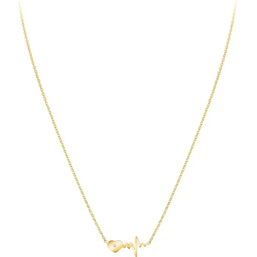 Collier Femme So Charm - BD2757-COLLIER-DORE-DIAMANT-BLANC - Collier Coeur Doré