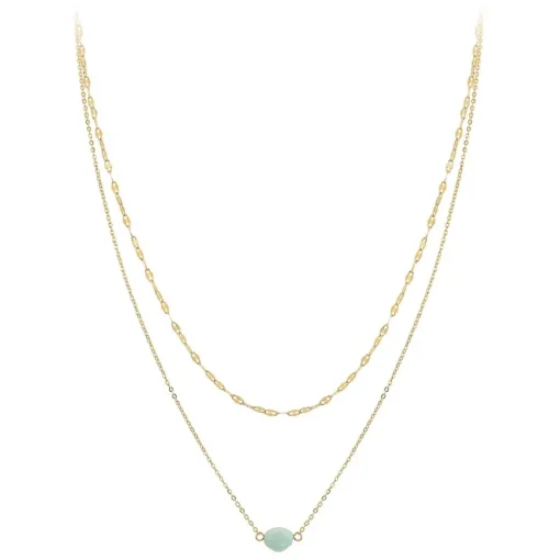 Collier Femme So Charm - B4277-DORE-AMAZONITE - Collier Mode Doré