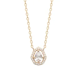 Collier femme solitaire oxyde de zirconium plaqué or Maison de la Bijouterie UW3WV345
