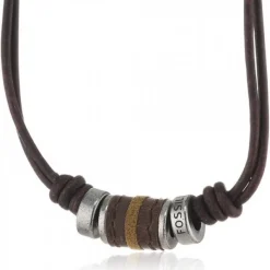 Collier Fossil JF00899797 - Collier Cuir Marron Mode Homme