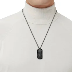 Collier Homme Boss Bijoux en Acier Noir