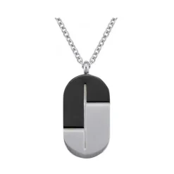 Collier Jourdan JOTUN UN019H - Collier En Acier Bicolore Noir Homme