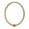 Collier Lion King Acier Doré Tête De Lion Dorée 21 Mm Fond Noir