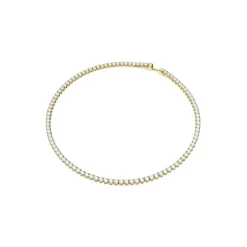 Collier Matrix Tennis, Coupe ronde, Blanc, Placage de ton or