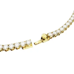 Collier Matrix Tennis, Coupe ronde, Blanc, Placage de ton or