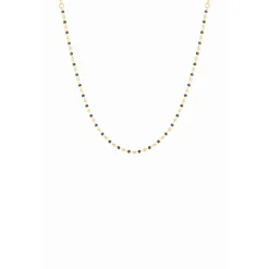 Collier Naturelle Acier Doré 1 Rang Et Perles Miyuki Noires