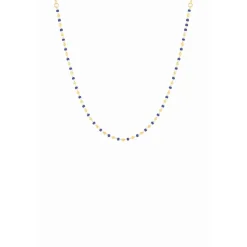 Collier Naturelle Acier Doré 1 Rang Et Perles Miyuki Bleues Marines