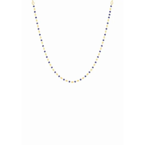 Collier Naturelle Acier Doré 1 Rang Et Perles Miyuki Bleues Marines