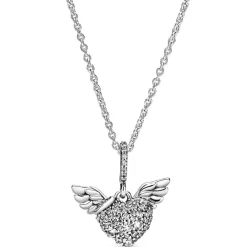 Collier Pandora Moments Cœur Pavé et Ailes d'Ange