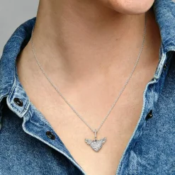 Collier Pandora Moments Cœur Pavé et Ailes d'Ange