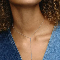 Collier Pendant Gouttes Prismatique Pavé Pandora Timeless