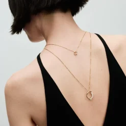 Collier plaqué or 14 carats avec perle d'eau douce de culture traitée blanche et zircon cubique transparent