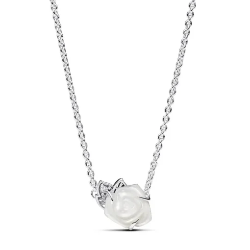 Collier Rose Épanouie Blanche