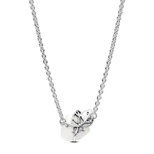 Collier Rose Épanouie Blanche