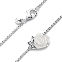 Collier Rose Épanouie Blanche