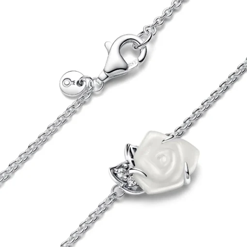 Collier Rose Épanouie Blanche