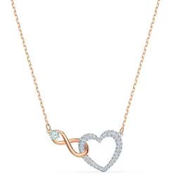 Collier Swarovski 5518865 - Collier or doré et argenté pendentif cœur infini Femme