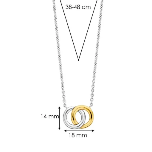 Collier Ti Sento - 3822SY Argent Bicolore Deux Anneaux Entrelacés