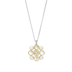 Collier Ti Sento - 34046YP Argent Doré Perles Synthétiques Et Oxyde De Zirconium Rond