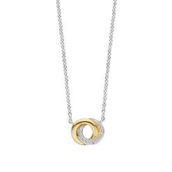 Collier Ti Sento - 3915ZY Argent Bicolore Deux Anneaux Entrelacés Et Pavé