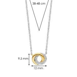 Collier Ti Sento - 3915ZY Argent Bicolore Deux Anneaux Entrelacés Et Pavé