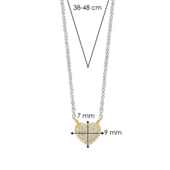 Collier Ti Sento - 3899ZY Argent Doré Cœur Pavé