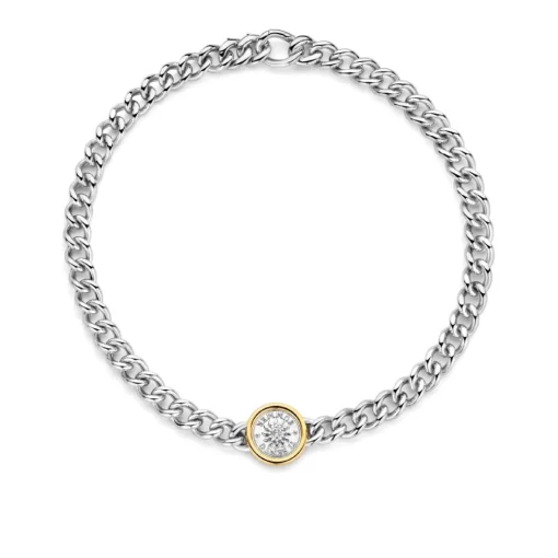 Collier Ti Sento - 34051ZY Argent Rhodié Et Pièce Serti Doré