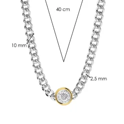Collier Ti Sento - 34051ZY Argent Rhodié Et Pièce Serti Doré