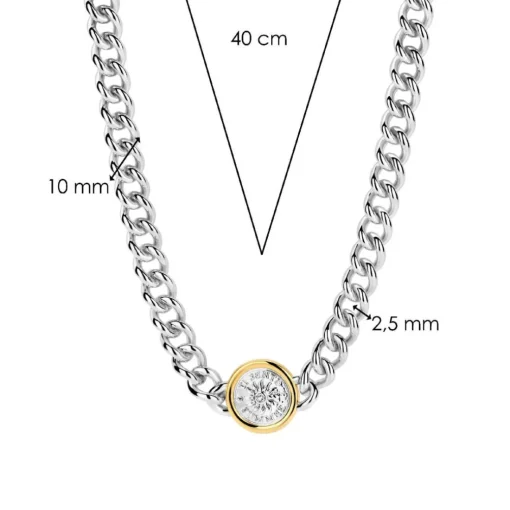 Collier Ti Sento - 34051ZY Argent Rhodié Et Pièce Serti Doré