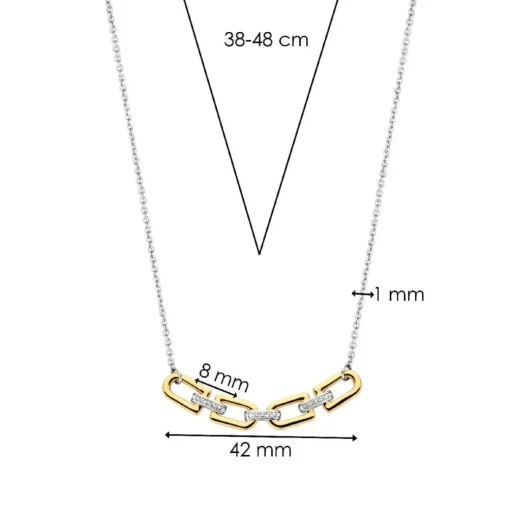 Collier Ti Sento - 34044ZY Argent Doré Liens Et Pavage
