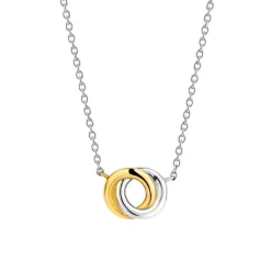 Collier Ti Sento 3915SY - argent anneaux entrelacés bicolores Femme