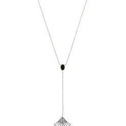 Collier Y Arielle Argenté & Onyx Noir