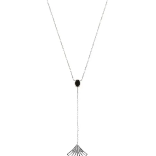 Collier Y Arielle Argenté & Onyx Noir