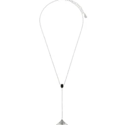 Collier Y Arielle Argenté & Onyx Noir