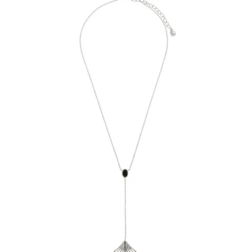 Collier Y Arielle Argenté & Onyx Noir