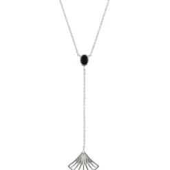 Collier Y Arielle Argenté & Onyx Noir