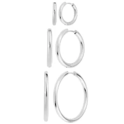 Créoles So Charm - B4139-ARGENT+B4140-ARGENT+B4141-ARGENT - Boucles D'Oreilles Argentées