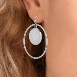 Créoles So Charm - BD2318-BO-ARGENT-DIAMANT-BLANC - Boucles D'Oreilles Argentées