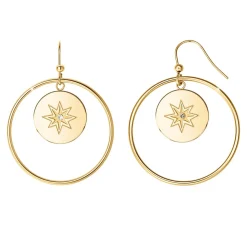 Créoles So Charm - BD2318-BO-DORE-DIAMANT-BLANC - Boucles D'Oreilles Dorées