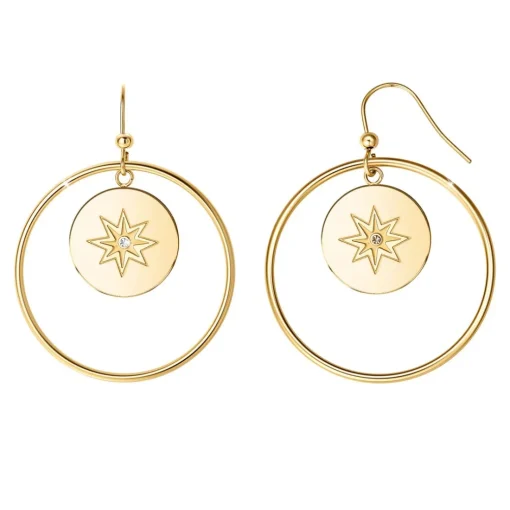 Créoles So Charm - BD2318-BO-DORE-DIAMANT-BLANC - Boucles D'Oreilles Dorées