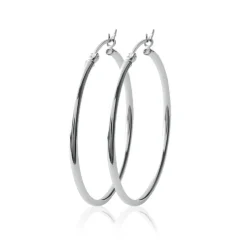 Créoles femme argent rhodié 5 mm - WUU50