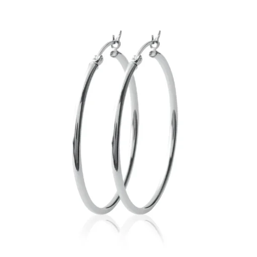 Créoles femme argent rhodié 5 mm - WUU50