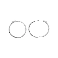 Créoles femme argent rhodié blanc serti griffe 35 mm - Z6Y3VZ0