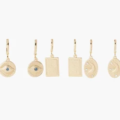 Créoles Femme Balaboosté Set De 3 Mini Médailles Œil Cœur Et Lune - 3502456531383 Métal Doré