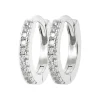 Créoles femme femme argent rhodié blanc serti griffe 11 mm classiques - Z634ZZ0