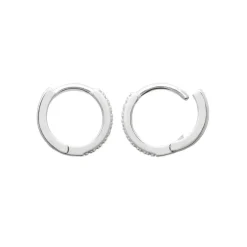 Créoles femme femme argent rhodié blanc serti griffe 11 mm classiques - Z634ZZ0